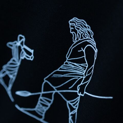 David and Goliath line art, detail